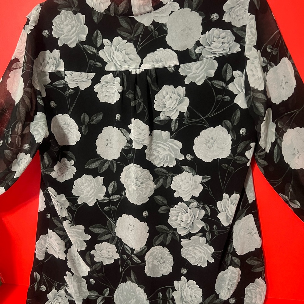 Karl Lagerfeld Black and White Floral Blouse